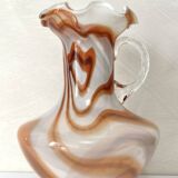 Vintage Murano glass vase, white and orange opaline from the 1970s.
