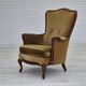 1950s, Danish highback armchair, original upholstery, green velour.