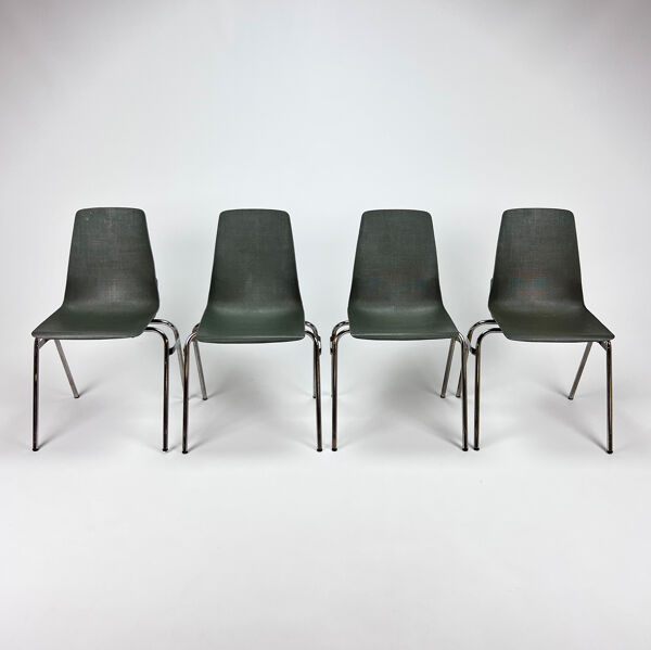 Ensemble de 4 chaises vintage Fantasia France années 1960