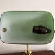 Ancien Lampe Notaire Banquier Bureau Opaline Vert Laiton Doré