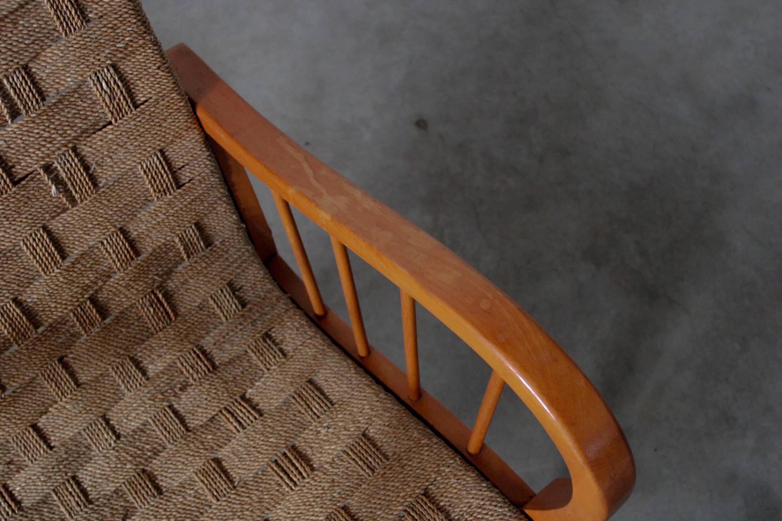 Pair of oak and rope arm chairs - Germany 1950s