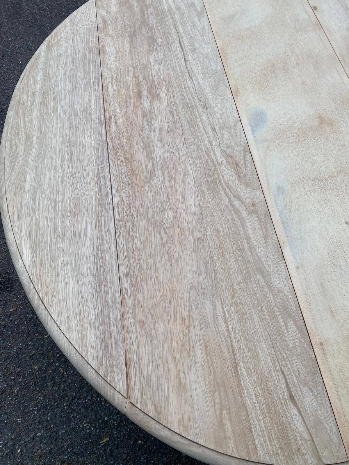 Renovated Louis Philippe round extendable dining table with flaps and 3 extensions.