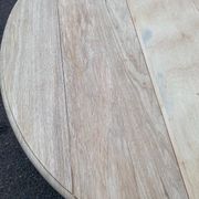 Renovated Louis Philippe round extendable dining table with flaps and 3 extensions.