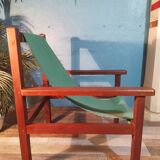 Fauteuil bois & tissu 1960s