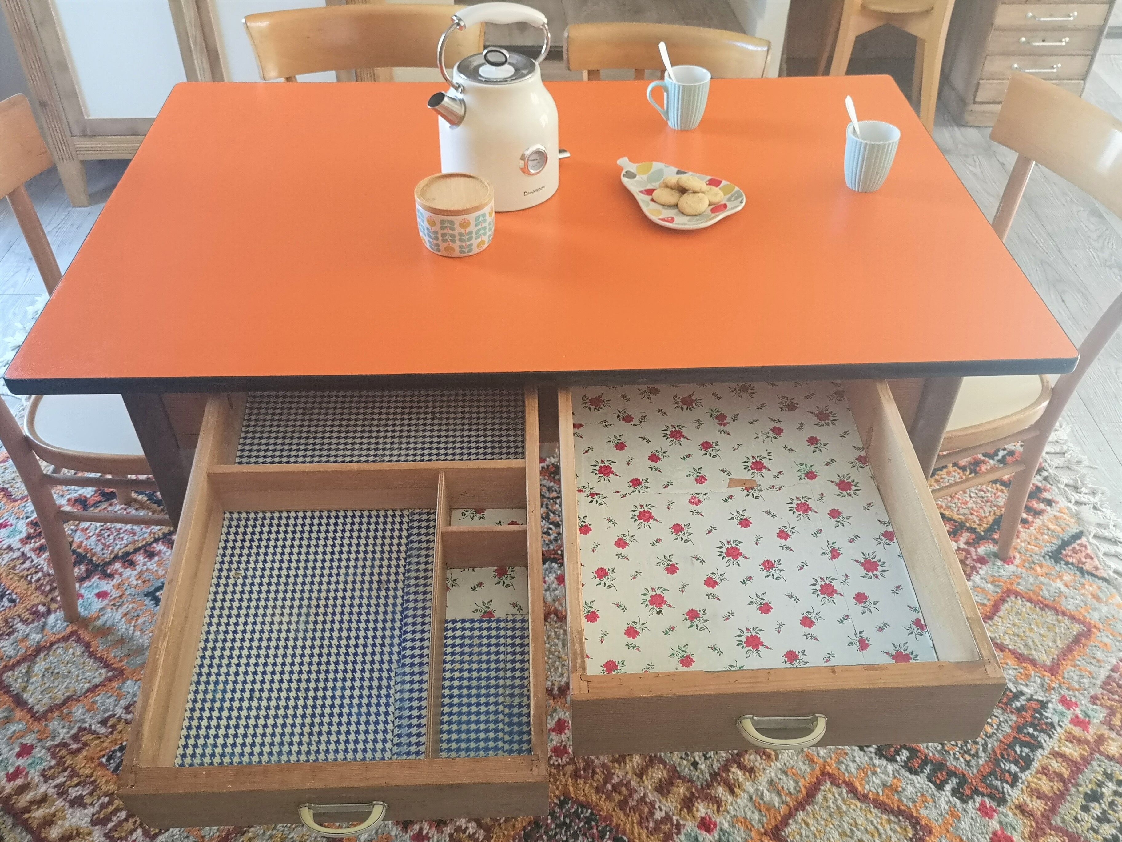 Vintage farm table formica and wood