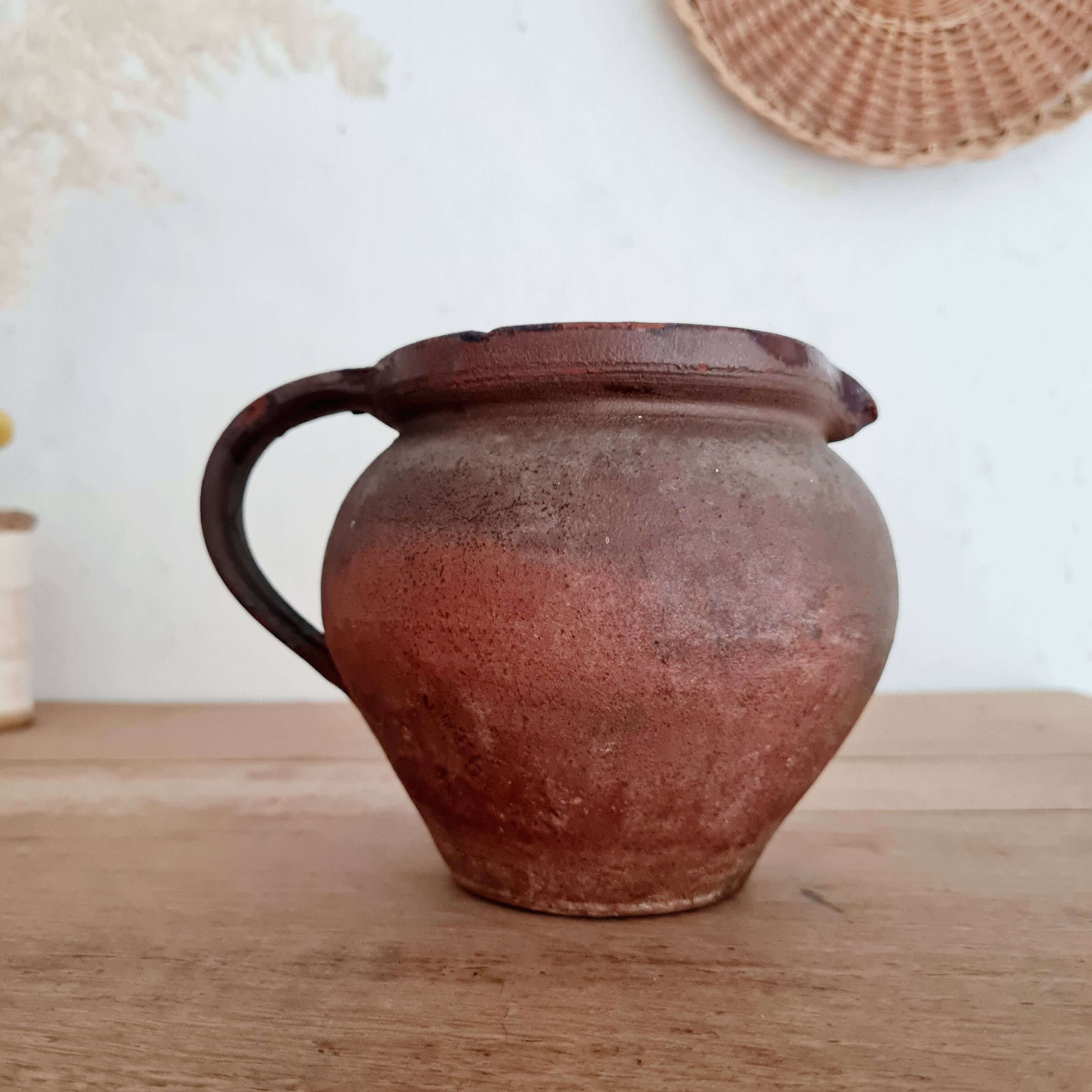 Small terracotta pitcher - old pottery - brutalist