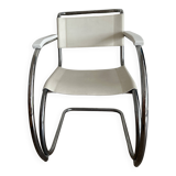 Mies van der Rohe armchair in white leather and chrome MR20 Thonet collection