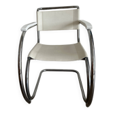 Mies van der Rohe armchair in white leather and chrome MR20 Thonet collection