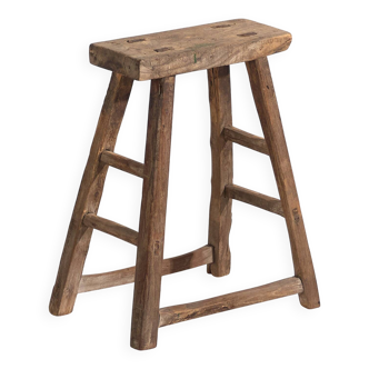 Tabouret rectangulaire ancien de style primitif (c.1900) #12