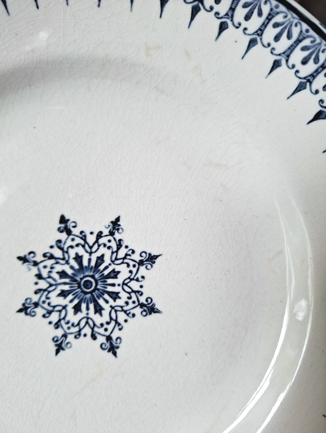 Mismatched antique ironstone dinner plates