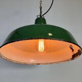 Industrial British Green Enamel Factory Pendant Lamp, 1960s