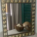 Oriental mirror in bone, copper and brass
