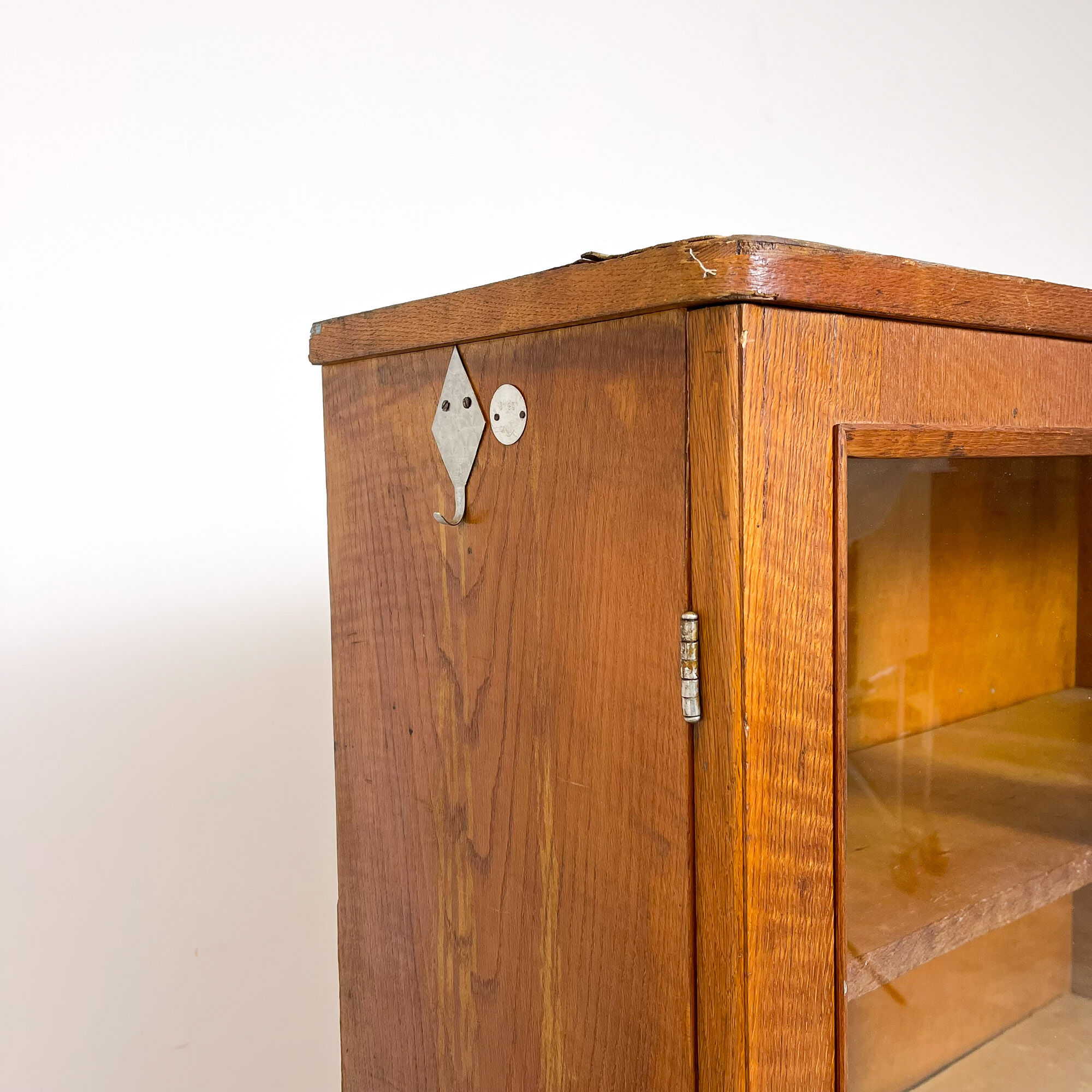 Vitrine de laboratoire scolaire en bois vintage