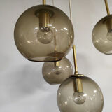 Suspension en cascade vintage des années 70 'globes en laiton'