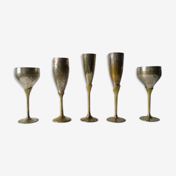 Lot de 5 coupes champagne métal