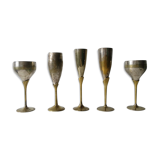 Lot of 5 glasses of metal champagne