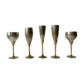 Lot of 5 glasses of metal champagne