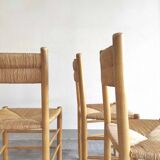 Lot 4 seated wooden chairs and straw backrest