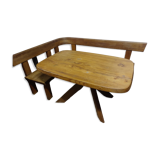 Set table, benches and chairs Pierre Chapo in solid elm