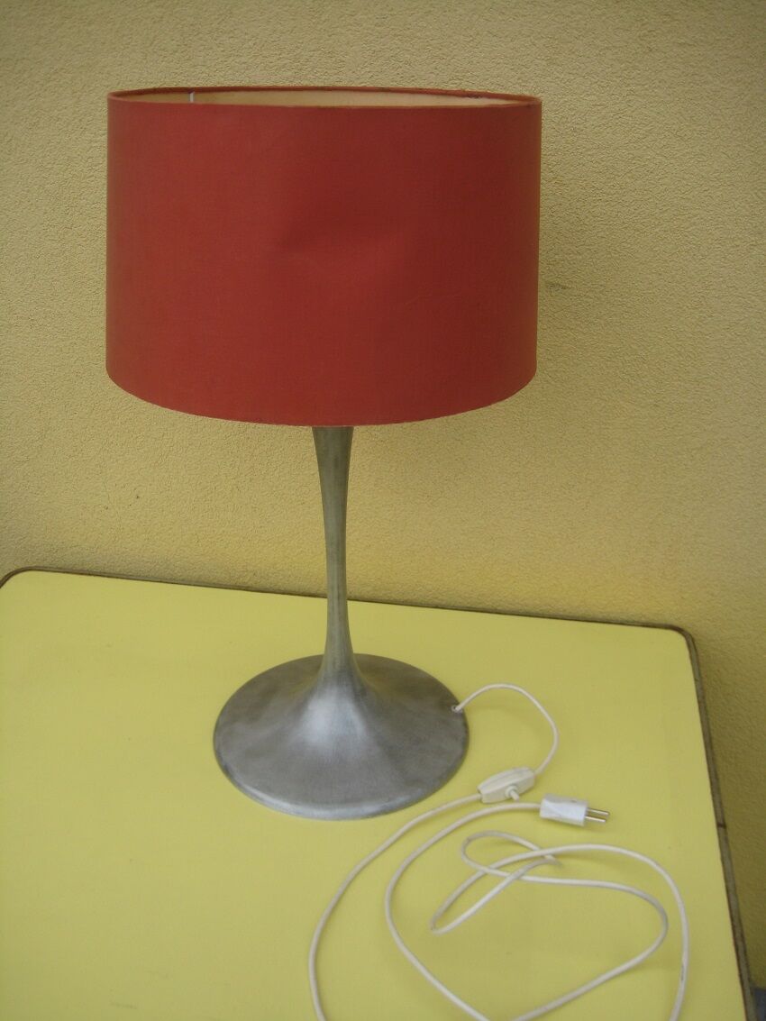 Lampe d'ambiance 1970 pied tulipe in brushed aluminium, reclining day offal