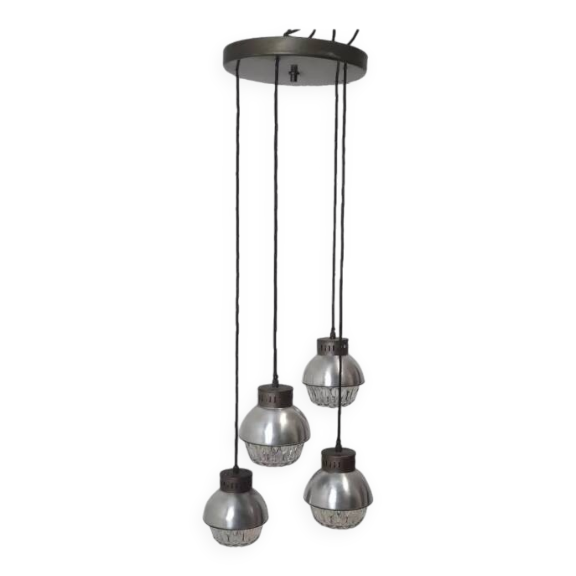 Cascade chandelier - vintage - aluminum and glass