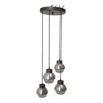 Suspension cascade vintage en aluminium et verre