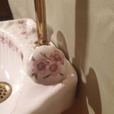 Small vintage sink paris porcelain les bains decorated with peach blossoms