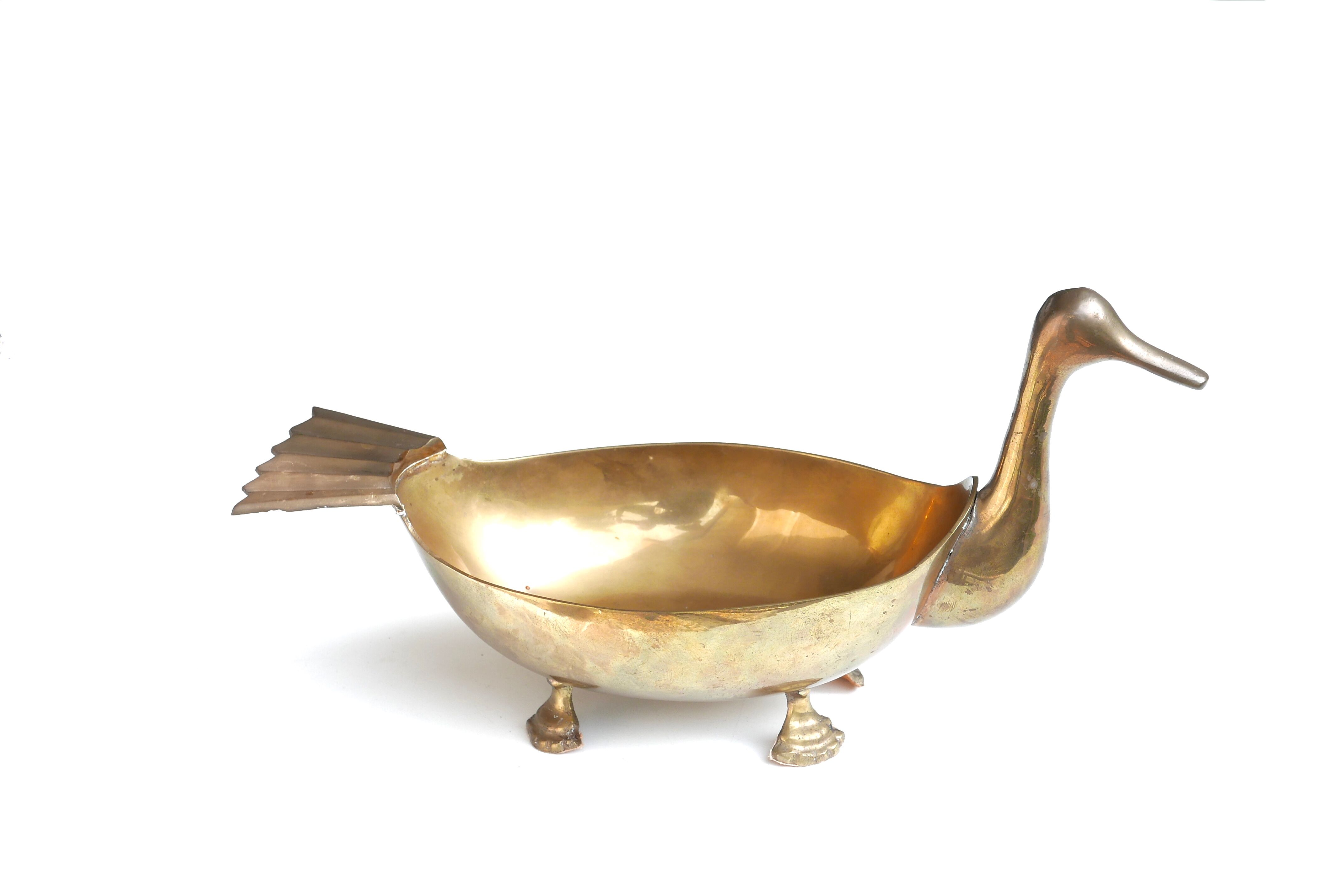 Trinket bowl bird in brass, years 60