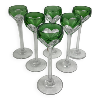 Set of 6 Saint-Louis crystal liqueur glasses, Bristol model