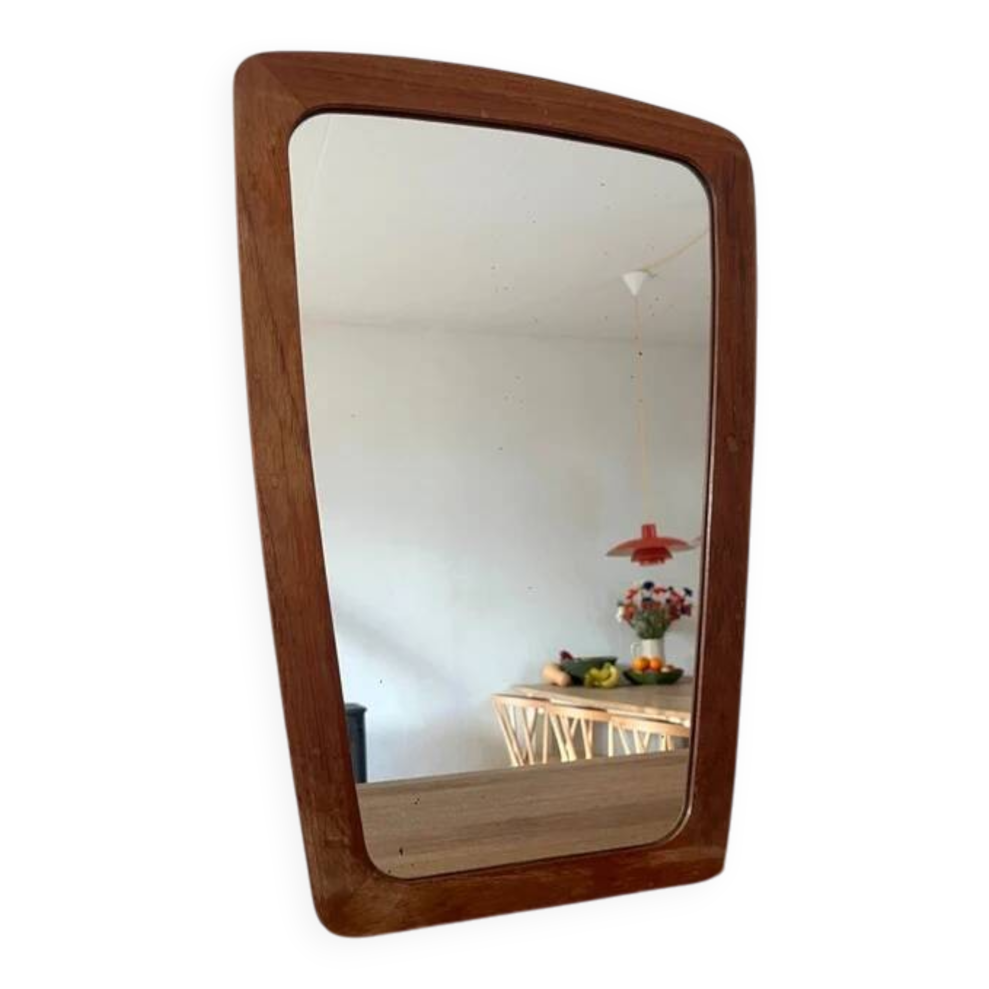 Vintage Danish teak mirror - small size - organic edges