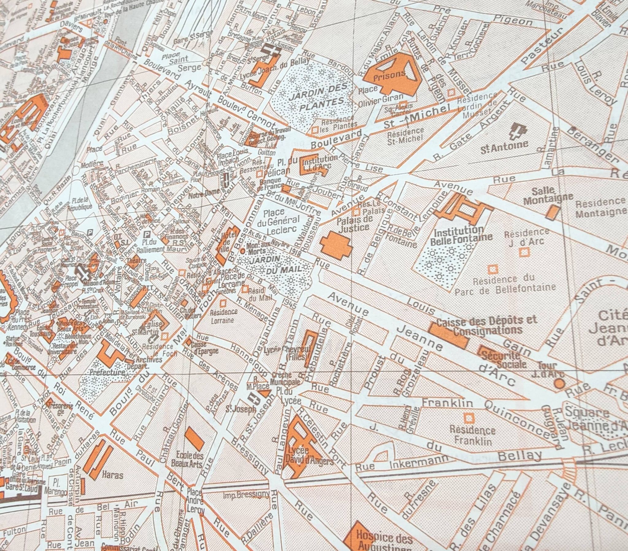 Angers vintage map 74x54cm