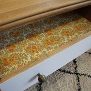 Vintage 4-drawer chest of drawers in grey, orange and wood