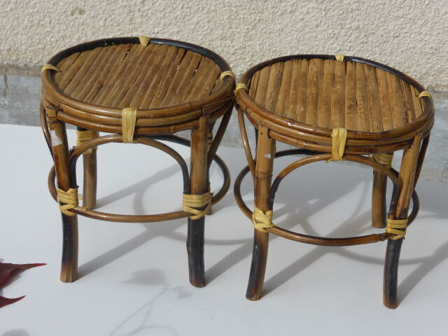 Set of two plant holders in bamboo and wicker