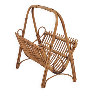 Porte-revues en rotin - 1960