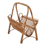 Beautiful 1960s rattan and bamboo magazine rack