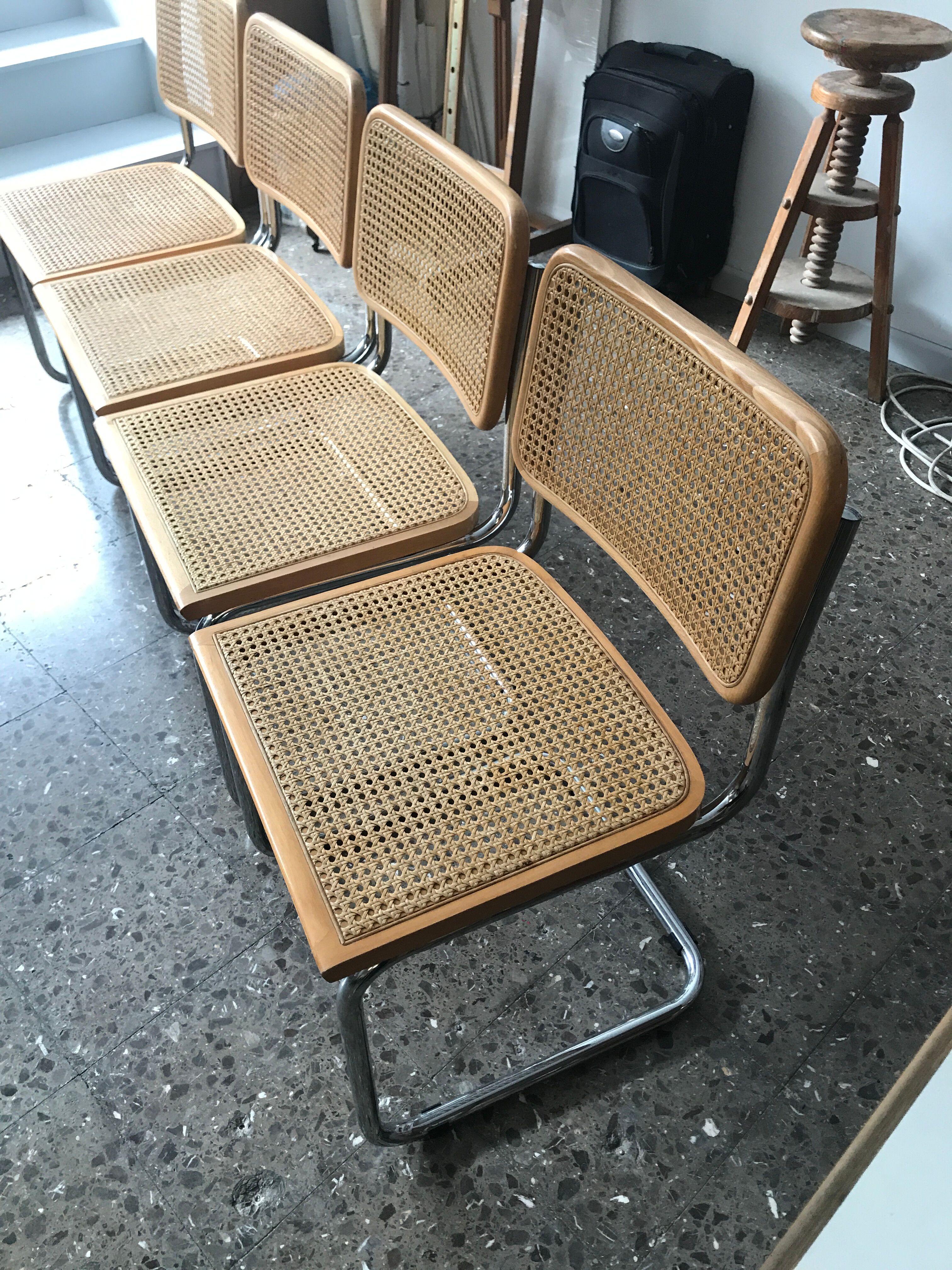 Lot de 4 chaises Cesca B32 Marcel Breuer Édition italienne