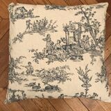 Blue jouy canvas square cushion