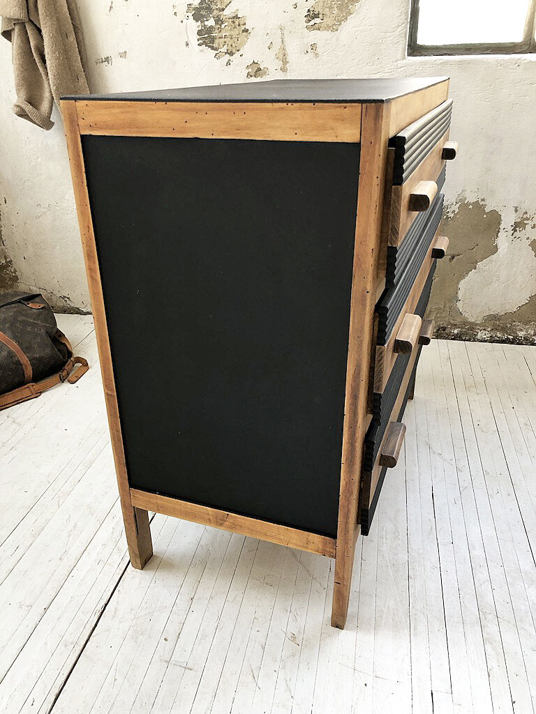 Black and wood vintage dresser