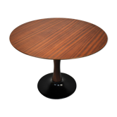 Table à manger ronde en acajou conçue, 1969