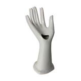 Hand vase in white earthenware