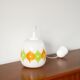 Suspension globe en opaline, à motifs psyché, blanc, vert et orange, 1970