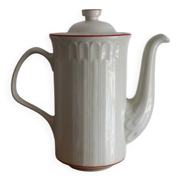 Cafetière en porcelaine blanche à filets rouges – Modèle “Acanthus”