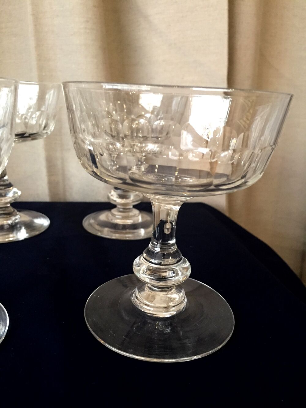 Suite of 4 crystal champagne glasses from the 1930s 1940s
