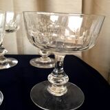 Suite of 4 crystal champagne glasses from the 1930s 1940s