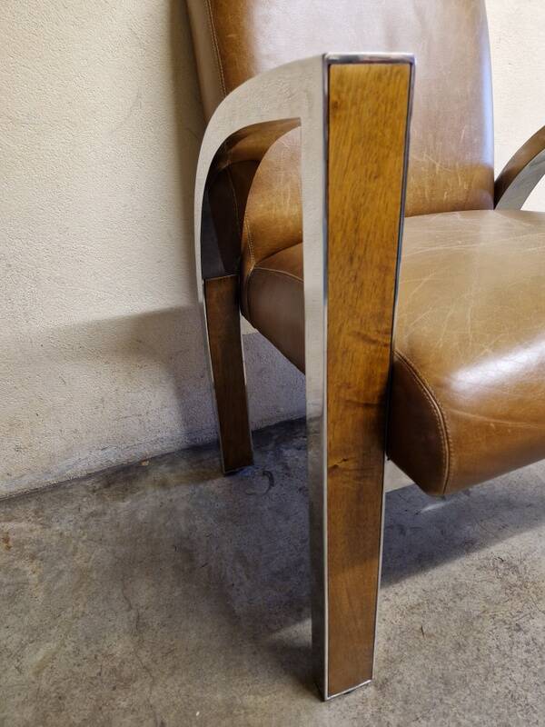 Aviator chair - In walnut veneer and chrome metal - 1970s design