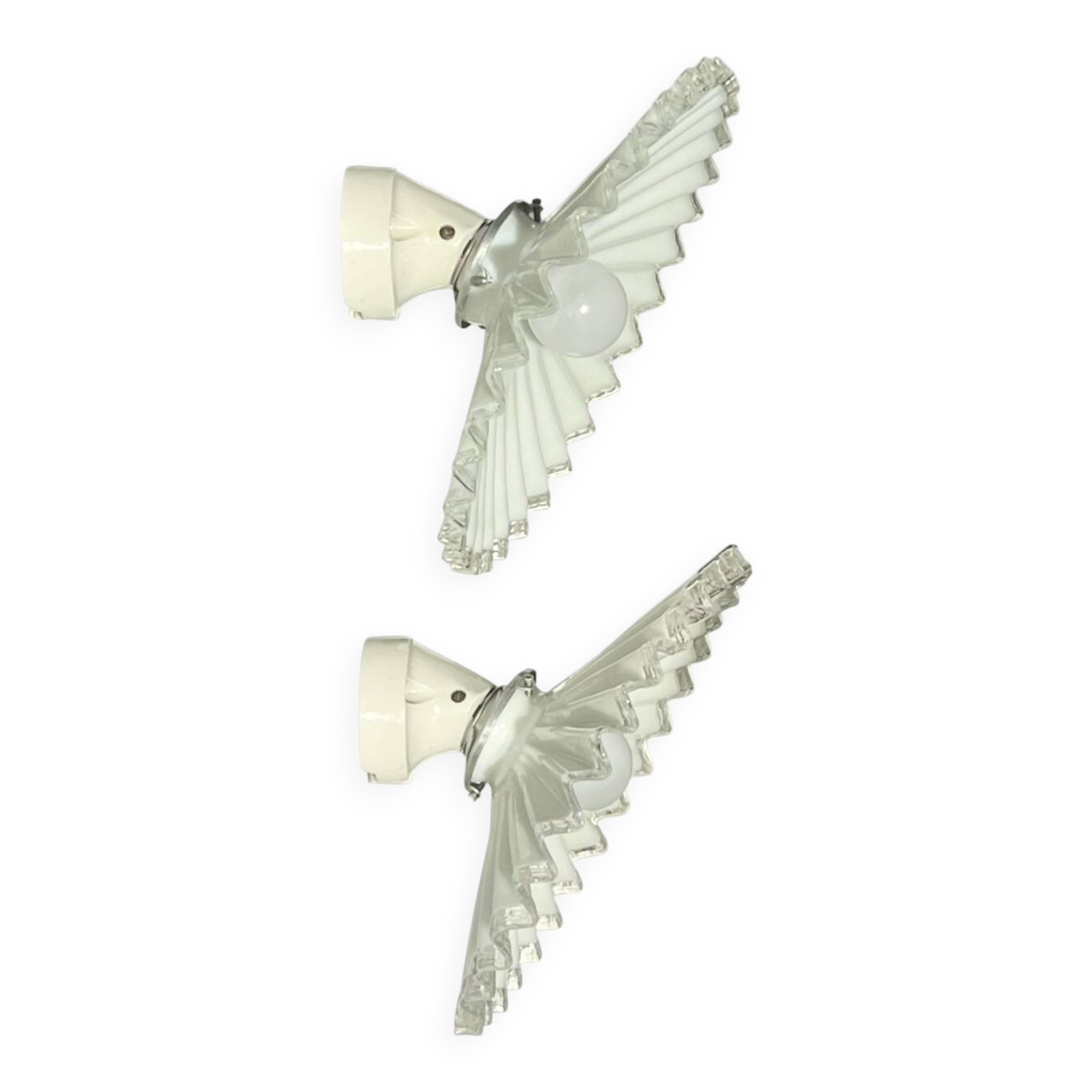 Pair of opaline and porcelain sconces