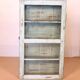 Old wall showcase in original white-blue patina Burmese teak