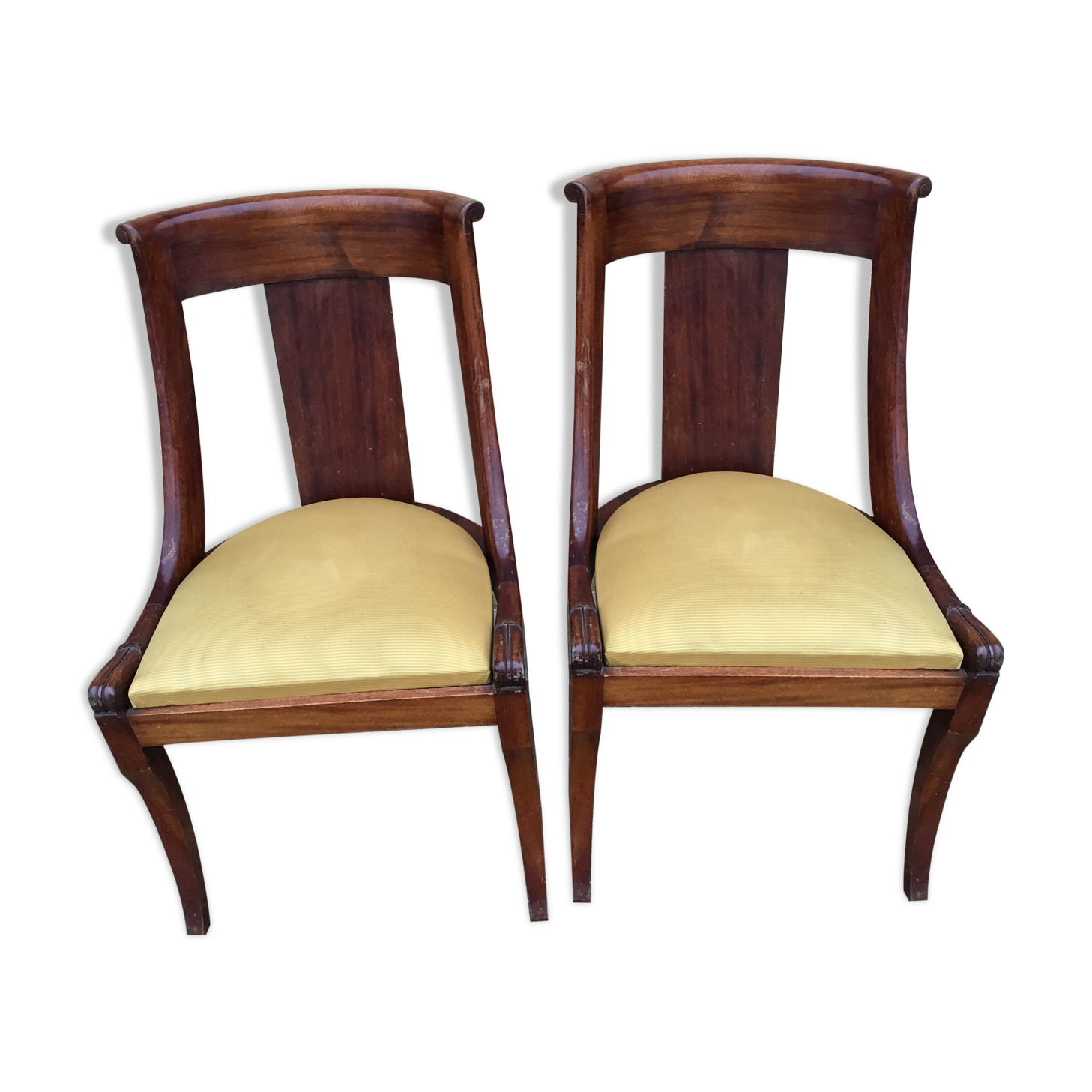 Pair of style restoration gondola chairs in mahogany XXth