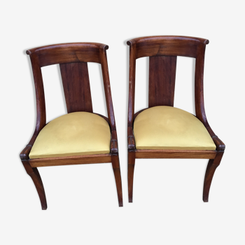 Pair of style restoration gondola chairs in mahogany XXth