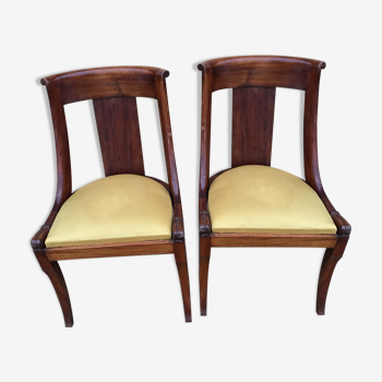Paire de chaises gondole de style restauration XXème en acajou